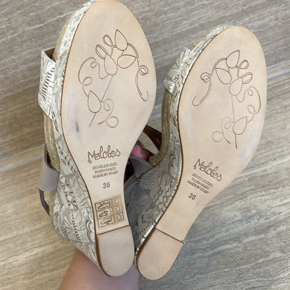 MALOLES Women’s Size 5.5/36 Wedge Espadrilles Beige Taupe Made in Spain - Picture 8 of 13